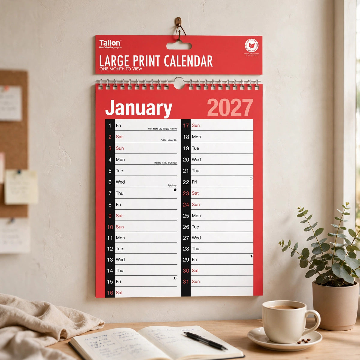 Tallon 2027 calendar displayed for home or office monthly planning