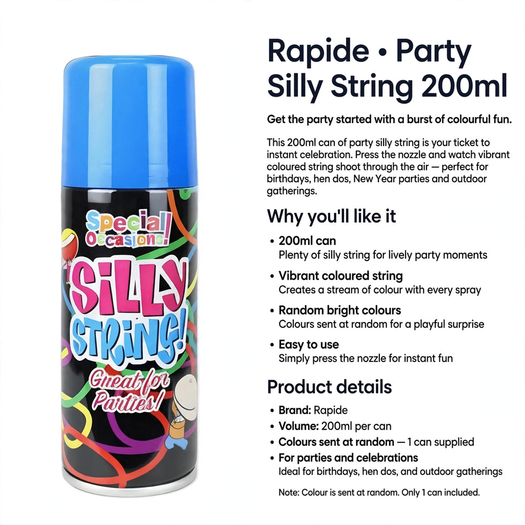 200ml can provides plenty of silly string for party moments