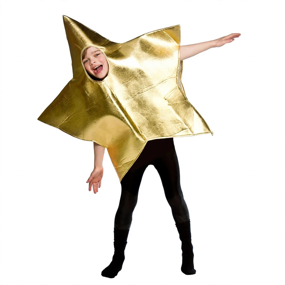 Childrens Gold Star Costume with classic gold star shape for ages 6-10 years