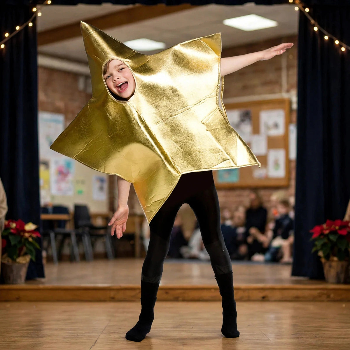 Child wearing the Childrens Gold Star Costume at a school play or fancy dress event