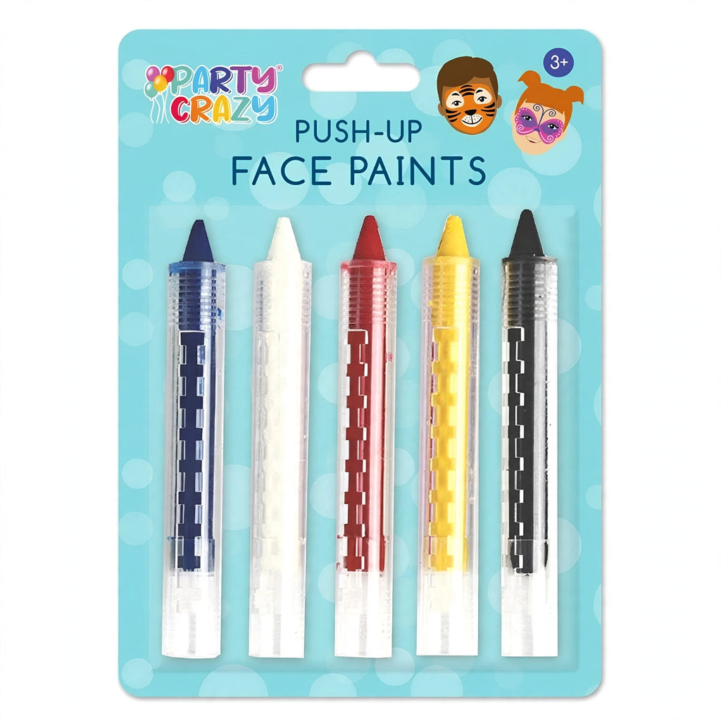 Pack of 5 Henbrandt push up face paint crayons in assorted colours