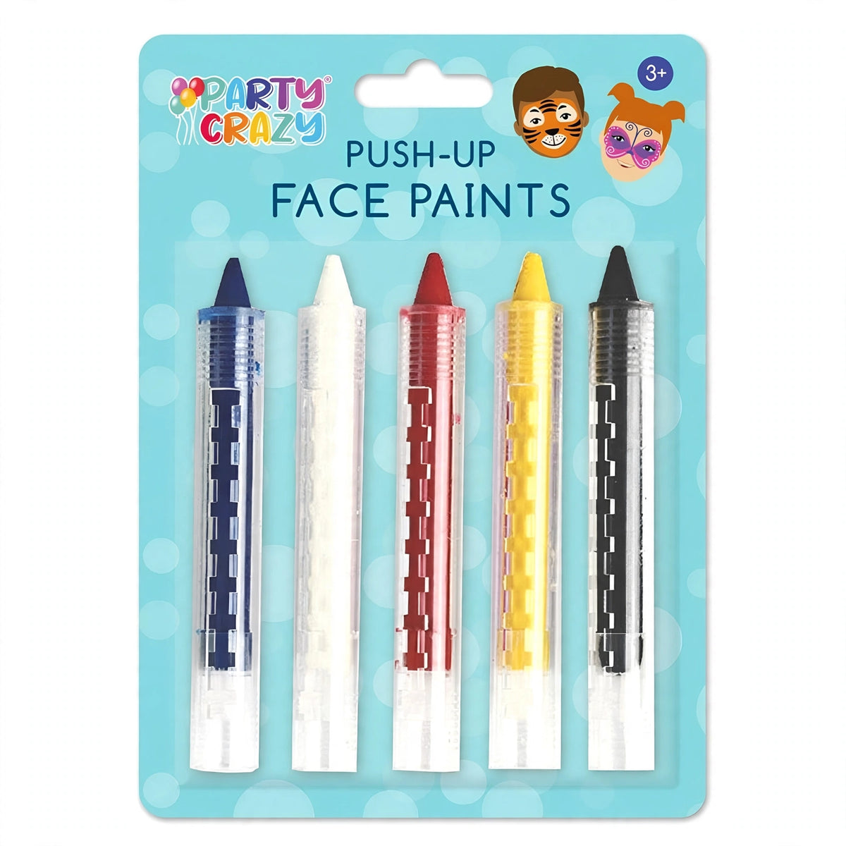 Pack of 5 Henbrandt push up face paint crayons in assorted colours