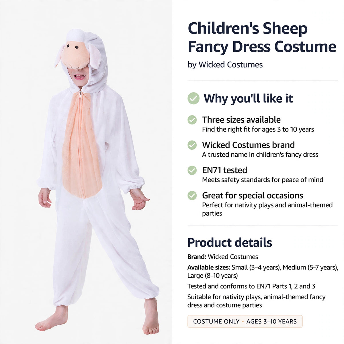 Wicked Costumes brand; tested to EN71 Parts 1, 2 and 3 safety standards