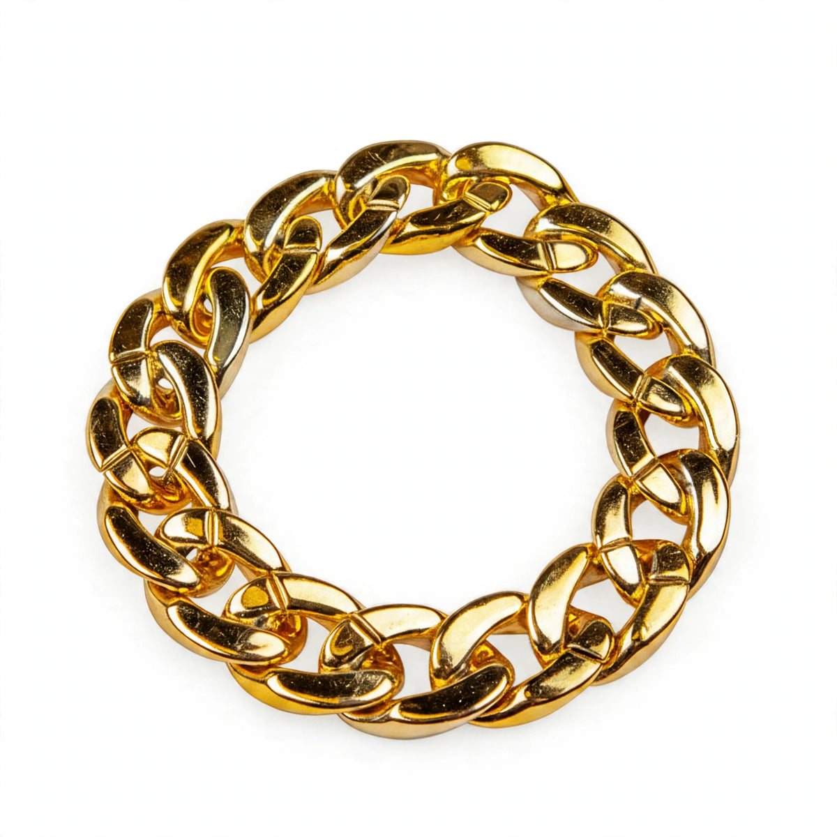 Chunky gold plastic bracelet with oversized gold-tone chain style