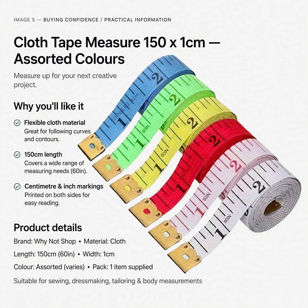 Flexible cloth tape measure suitable for measuring curved surfaces with assorted colours