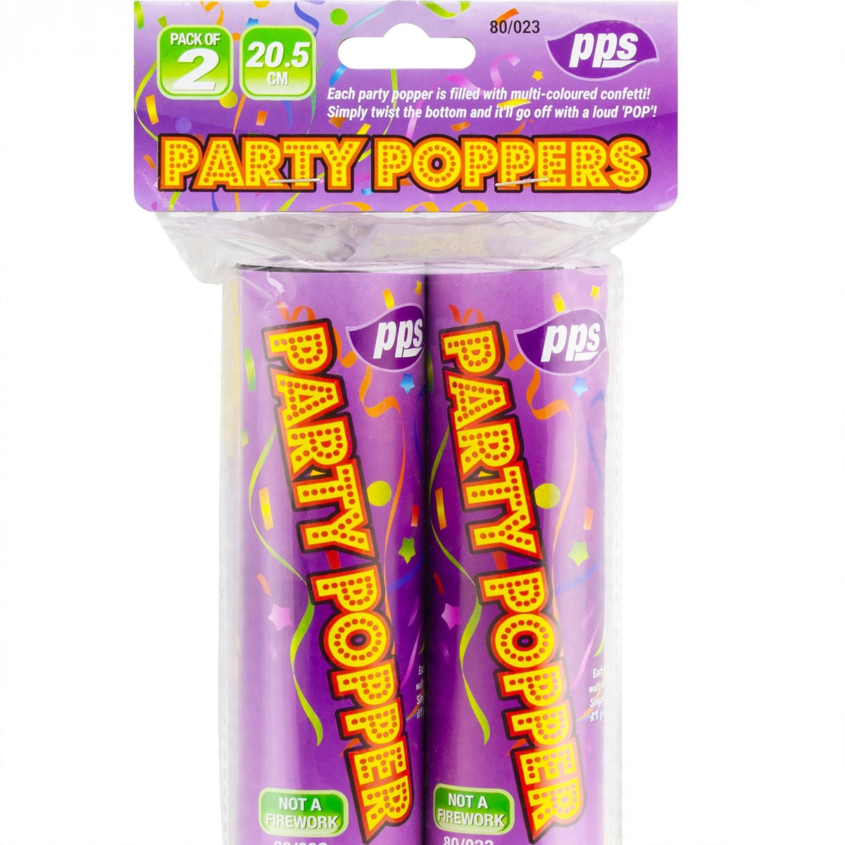 Close-up view of Colour Confetti Cannon Party Poppers showing colourful confetti
