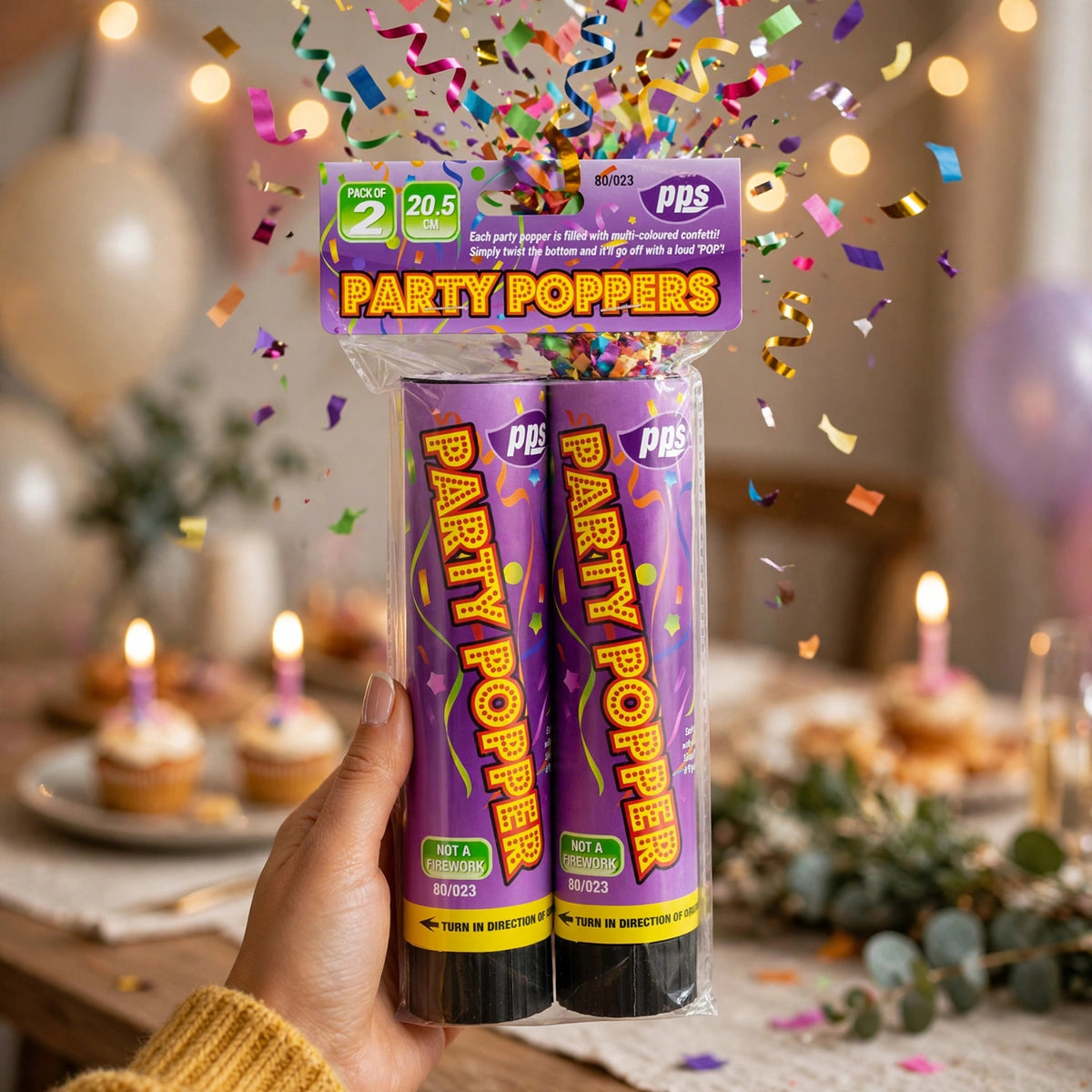 Colour Confetti Cannon Party Poppers used at a party celebration
