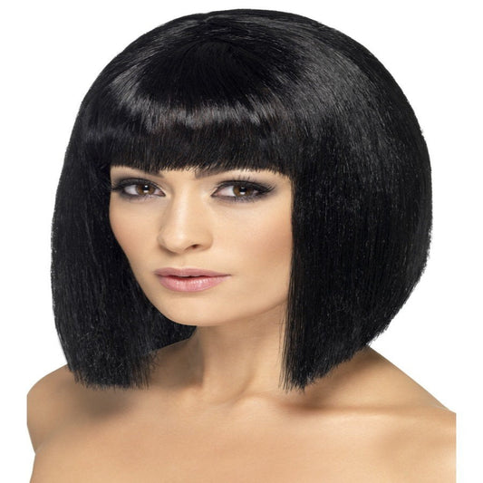 Womens Black Coquette Bob Style Dress Wig With A Short Fringe