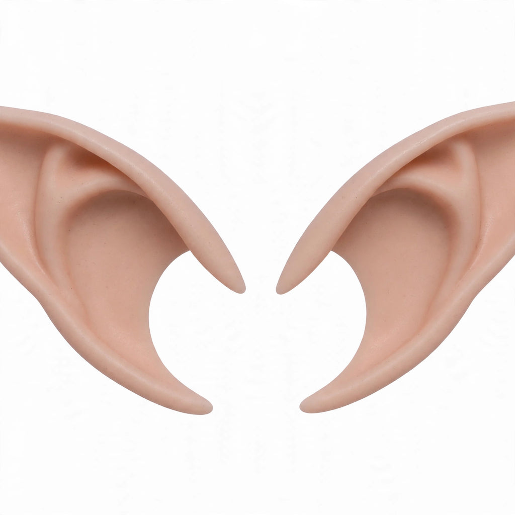 Close-up view of flesh tone plastic Cosplay Elf Pixie Ears