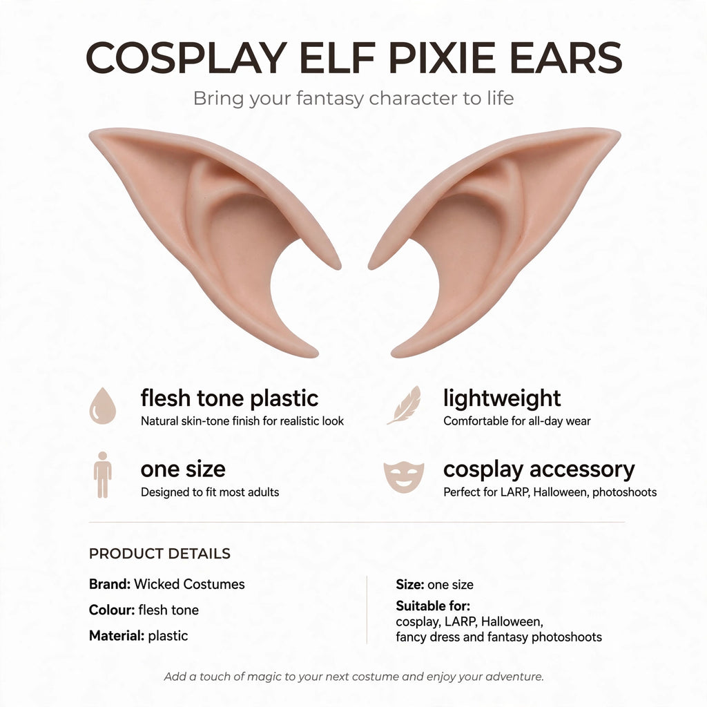 Features flesh tone plastic material and one size fit for cosplay and fantasy events