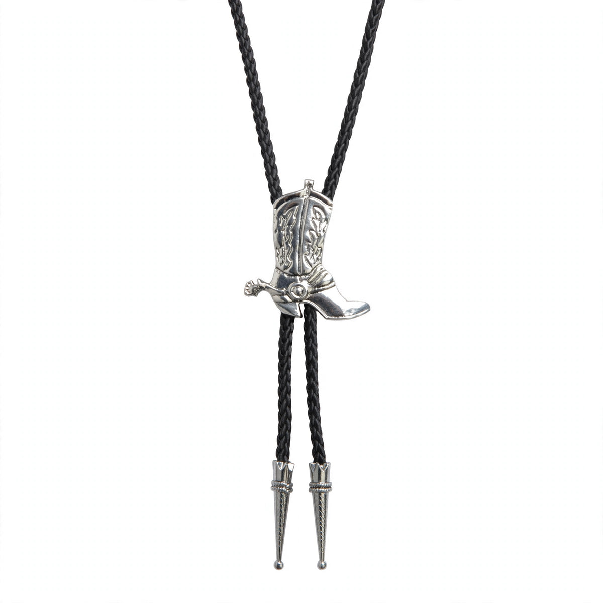 Cowboy Boot Bolo Tie with cowboy boot shaped slide and adjustable cord