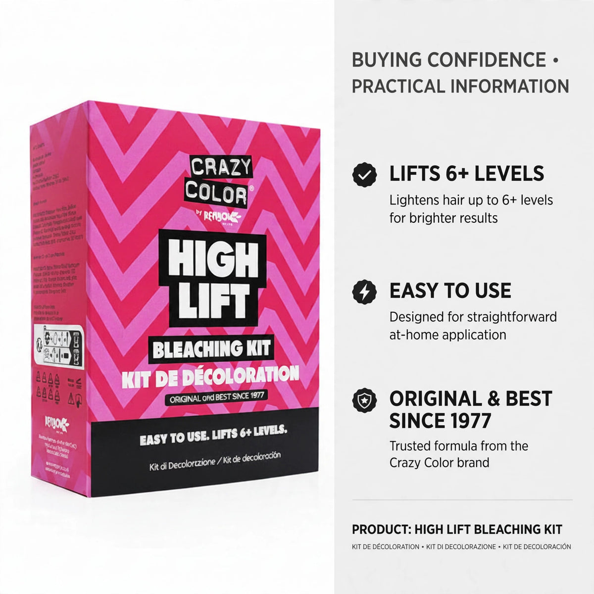 Instruction manual included for the Crazy Color High Lift Bleaching Kit