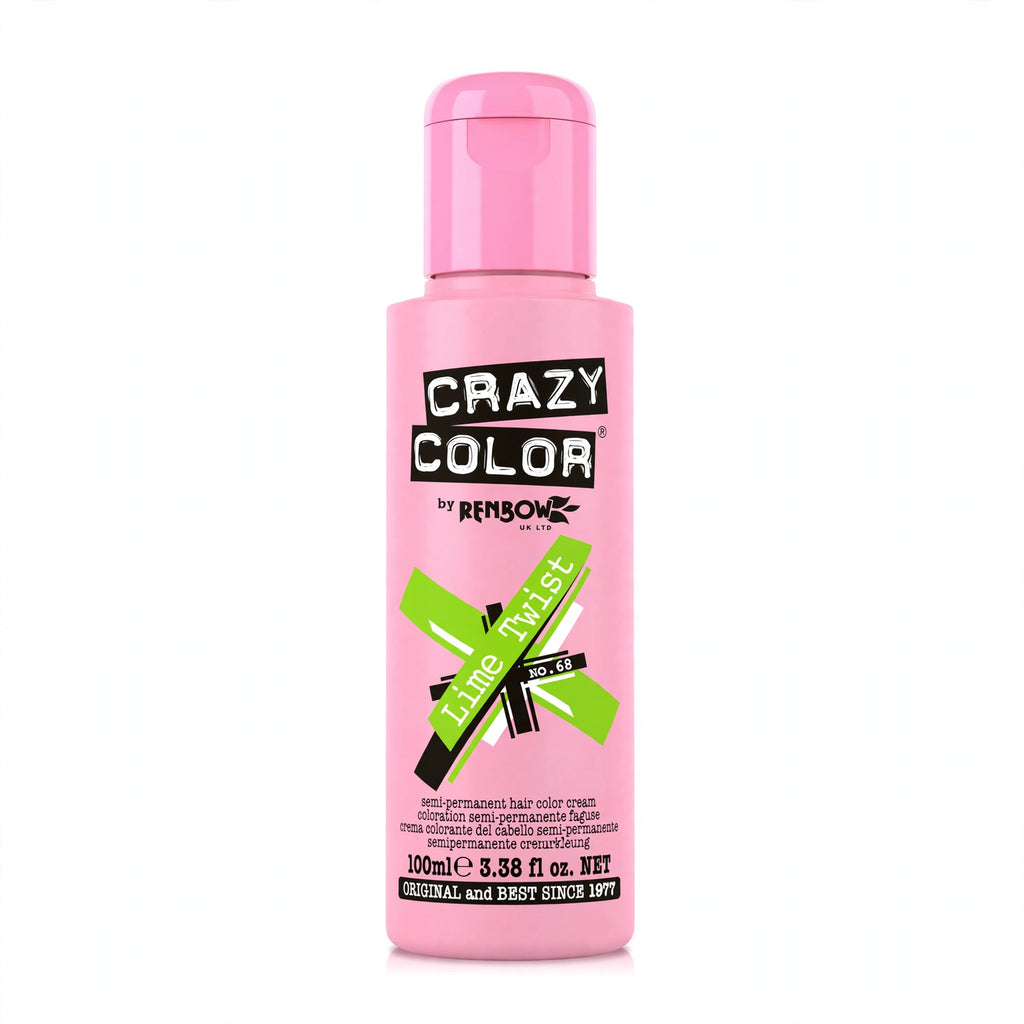 Detail view of Crazy Color Lime Twist Semi-Permanent Hair Dye.