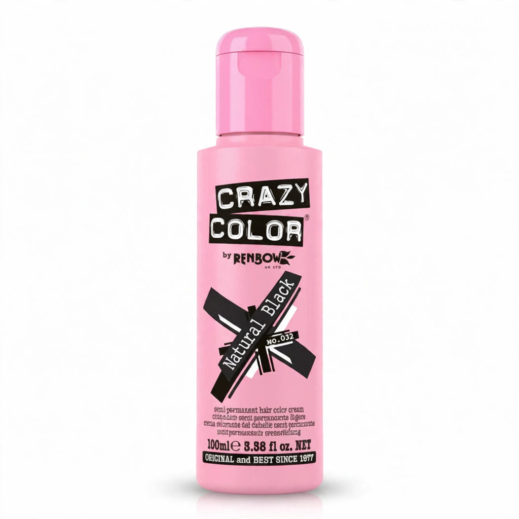 Detailed view of Crazy Color Natural Black Semi-Permanent Hair Dye packaging