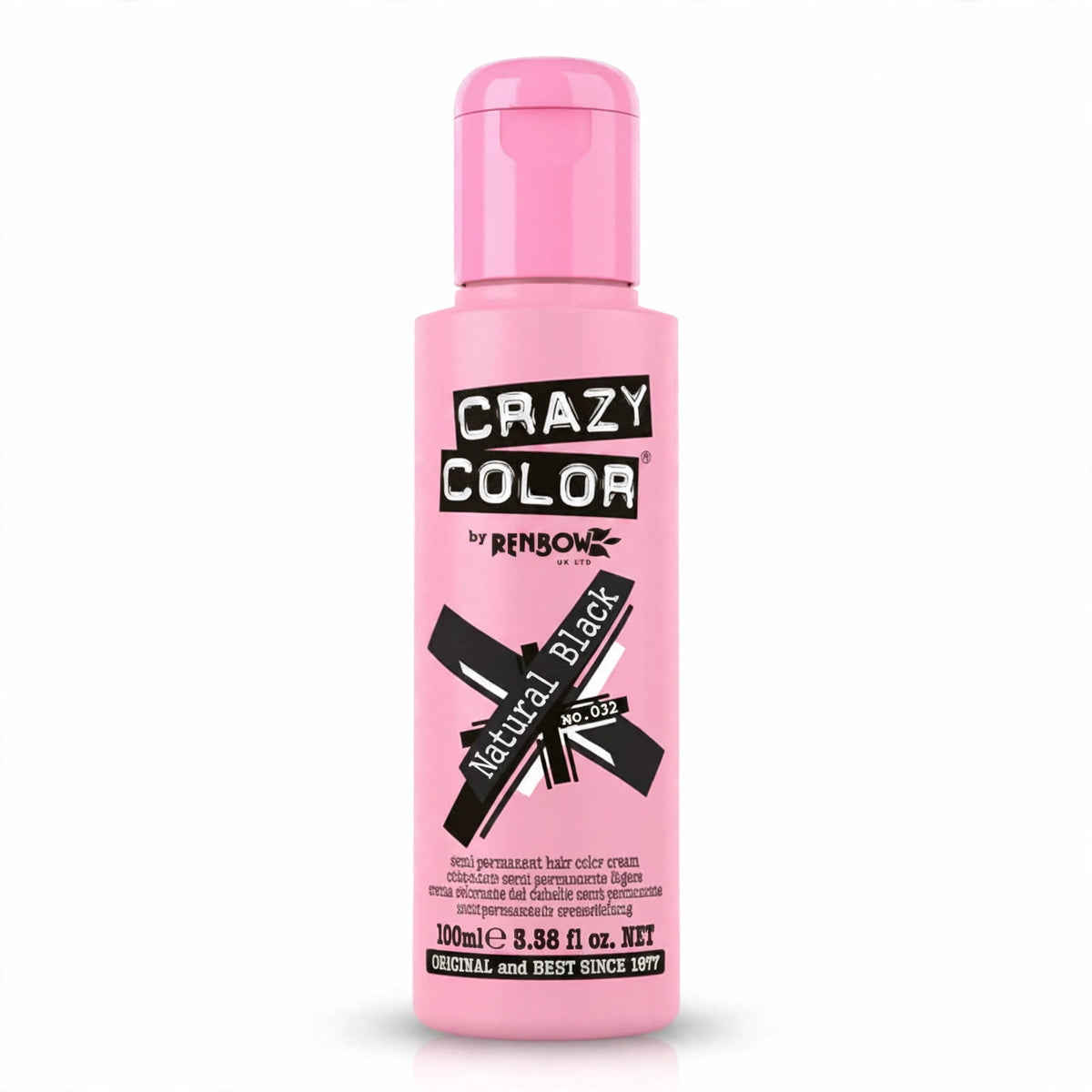 Detailed view of Crazy Color Natural Black Semi-Permanent Hair Dye packaging
