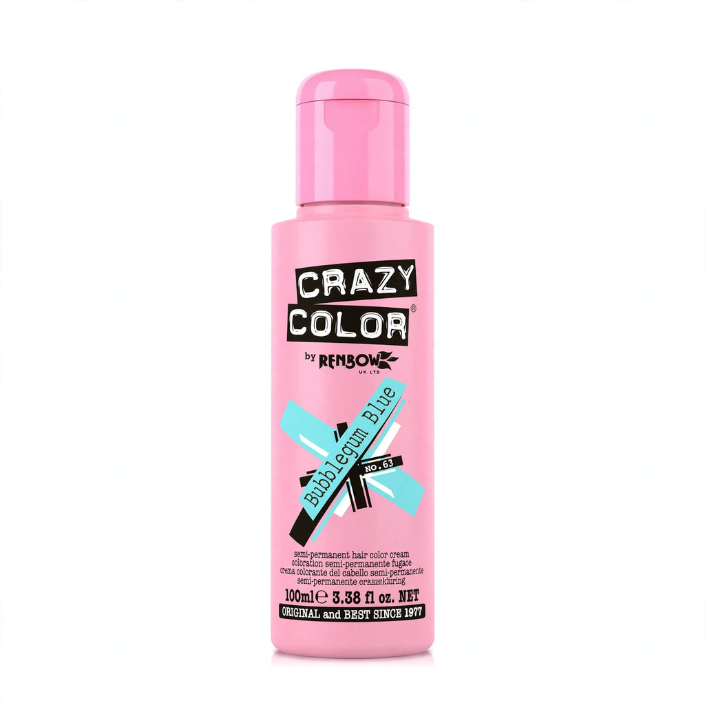 Crazy Color Bubblegum Blue Semi-Permanent Hair Dye in a 100ml tube