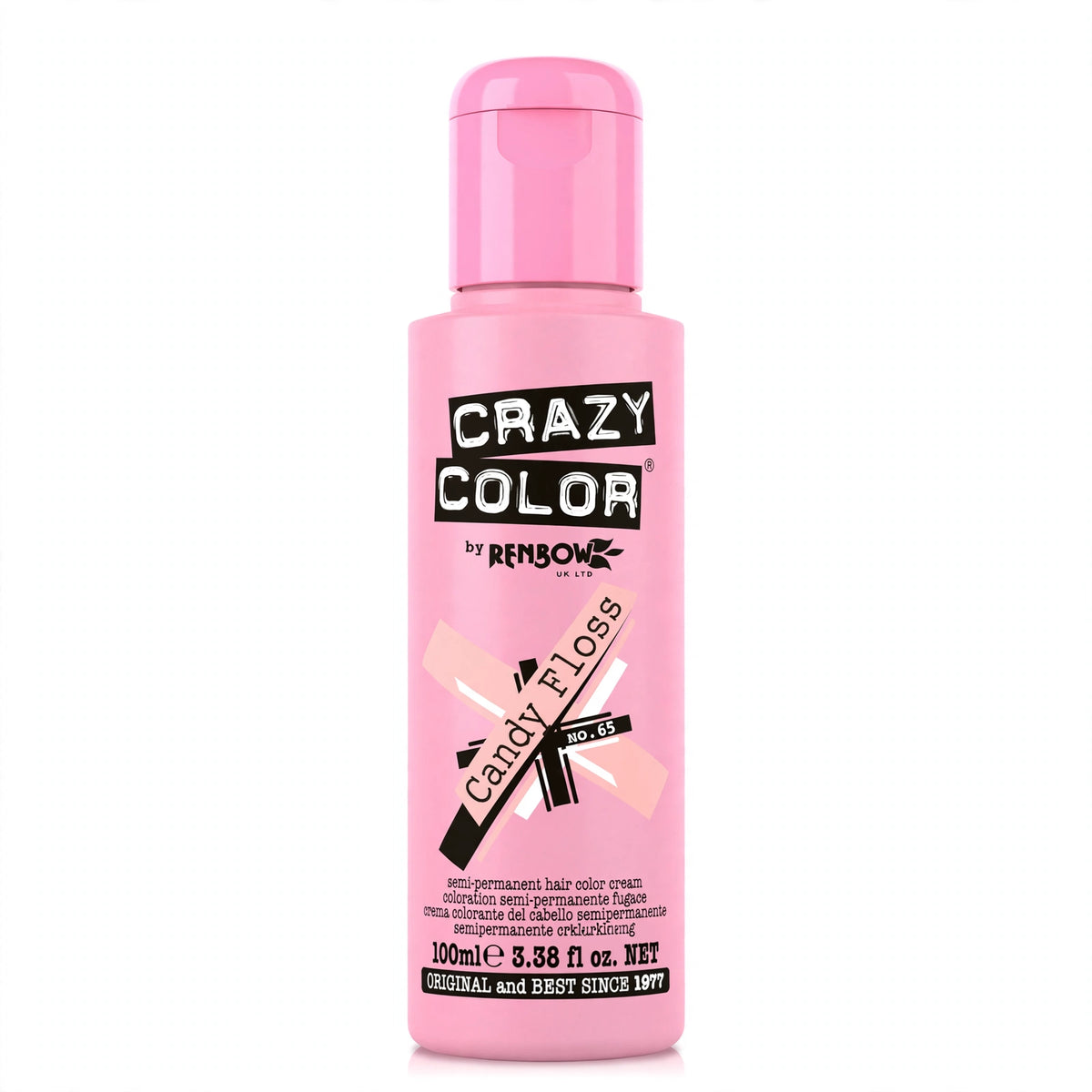 Detail view of Crazy Color Candy Floss Semi-Permanent Hair Dye tube