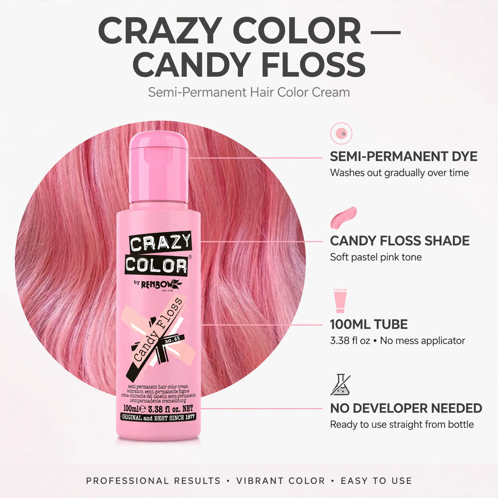 Features of Crazy Color Candy Floss Semi-Permanent Hair Dye