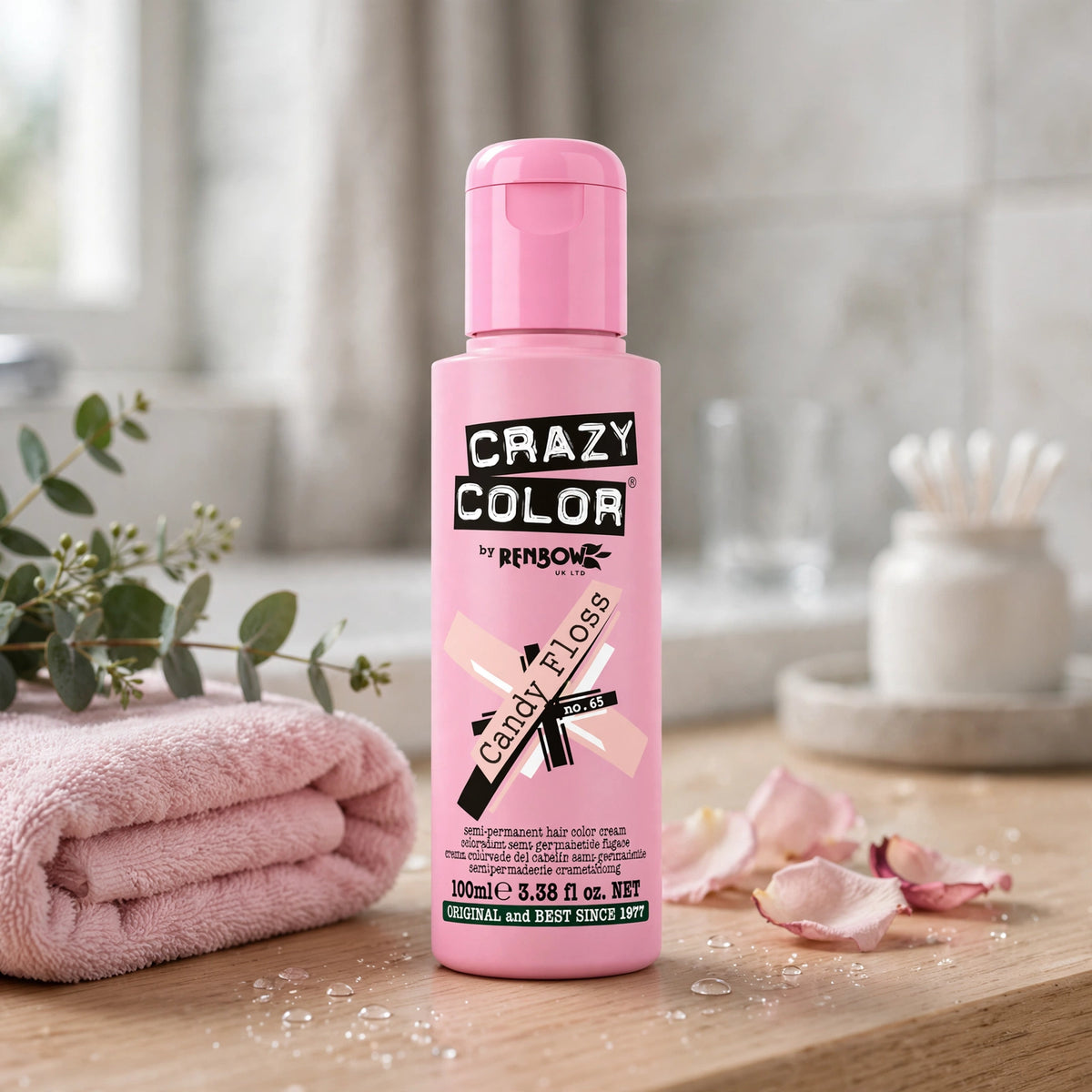 Crazy Color Candy Floss Hair Dye applied to very light hair showing soft pastel pink result