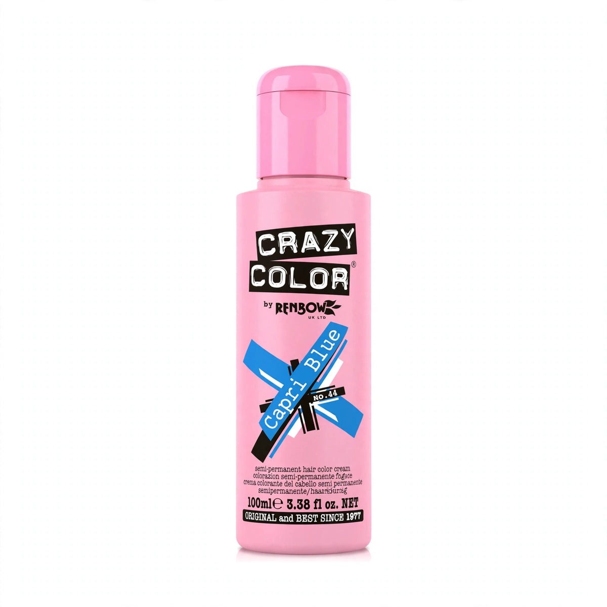 Crazy Color Capri Blue Semi-Permanent Hair Dye in a 100ml tube