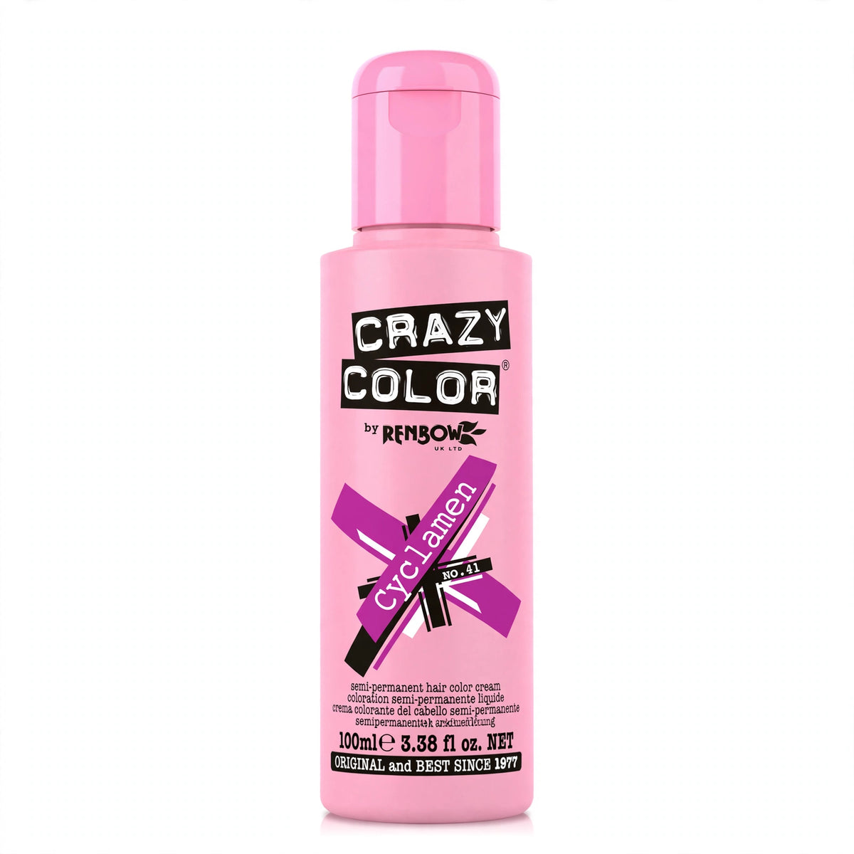 Detail view of Crazy Color Cyclamen hair dye tube