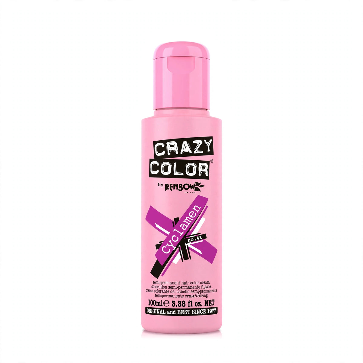 Crazy Color Cyclamen semi-permanent hair dye in a 100ml tube