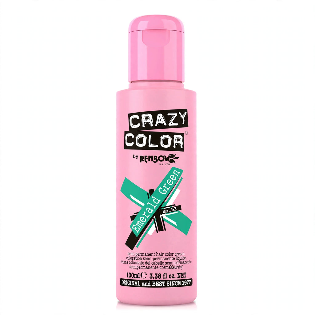 Detail view of Crazy Color Emerald Green Semi-Permanent Hair Dye 100ml packaging