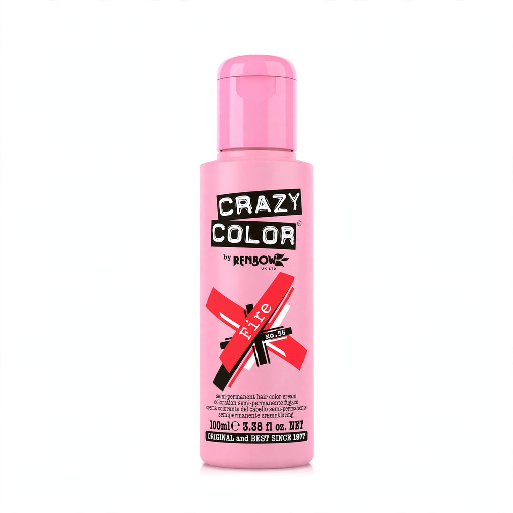 Crazy Color Fire Red semi-permanent hair dye in a 100ml tube