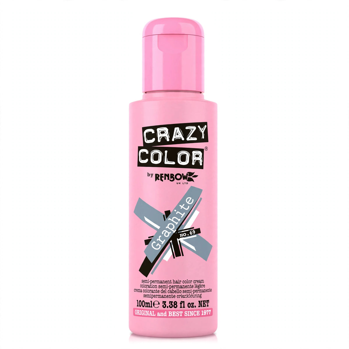 Alternative view of Crazy Color semi-permanent hair dye in Graphite, showcasing the tube design