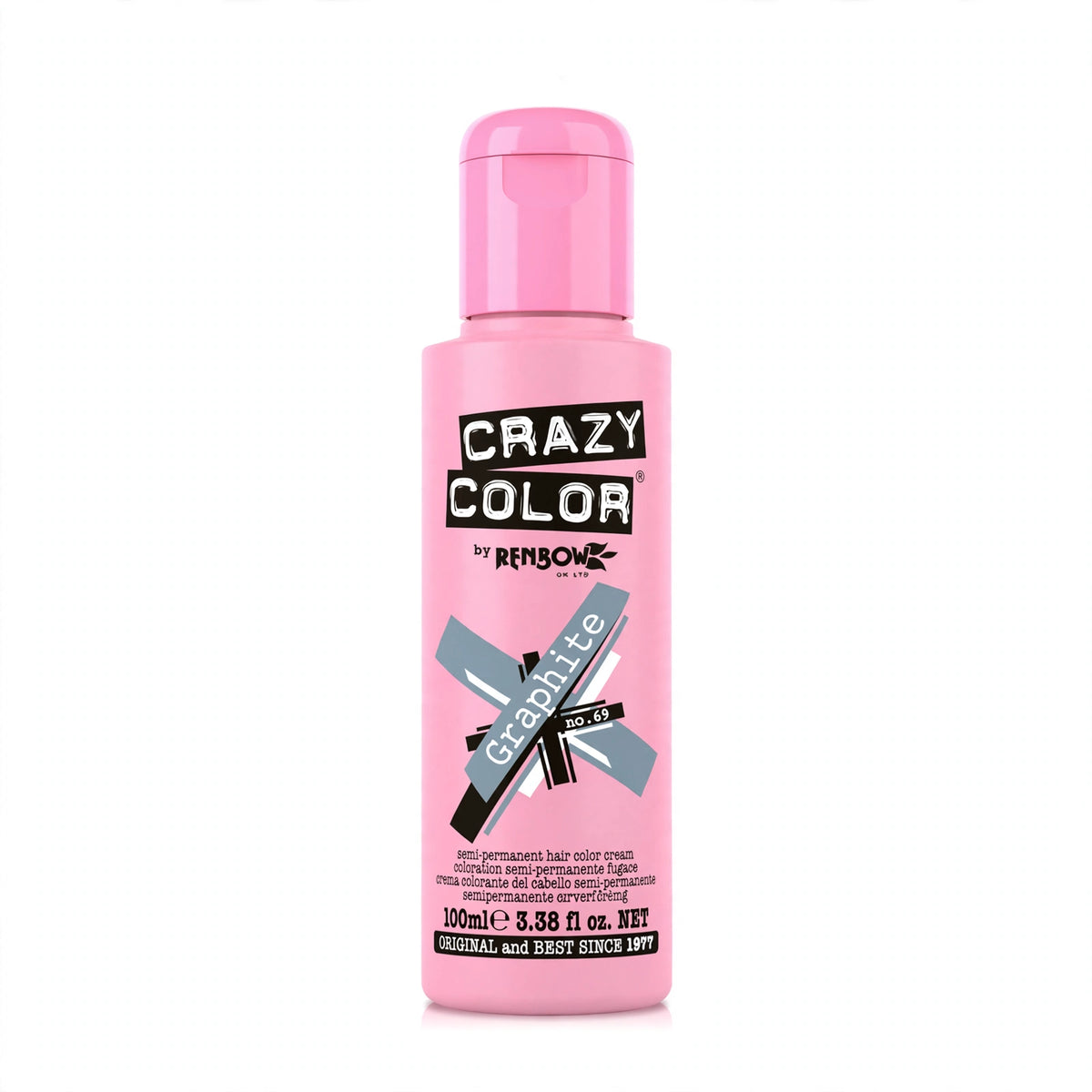 Crazy Color semi-permanent hair dye in Graphite, 100ml tube