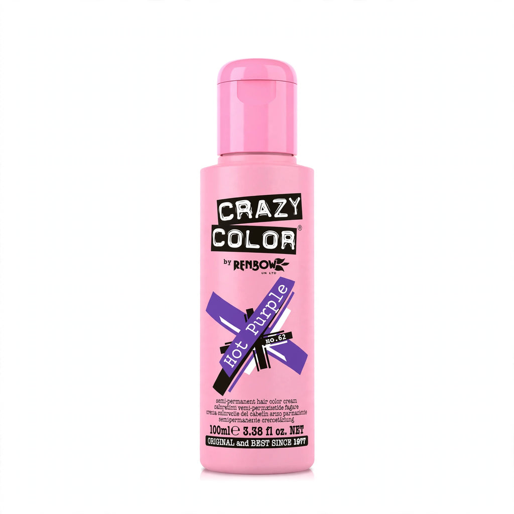 Crazy Color Hot Purple Semi-Permanent Hair Dye in a 100ml container