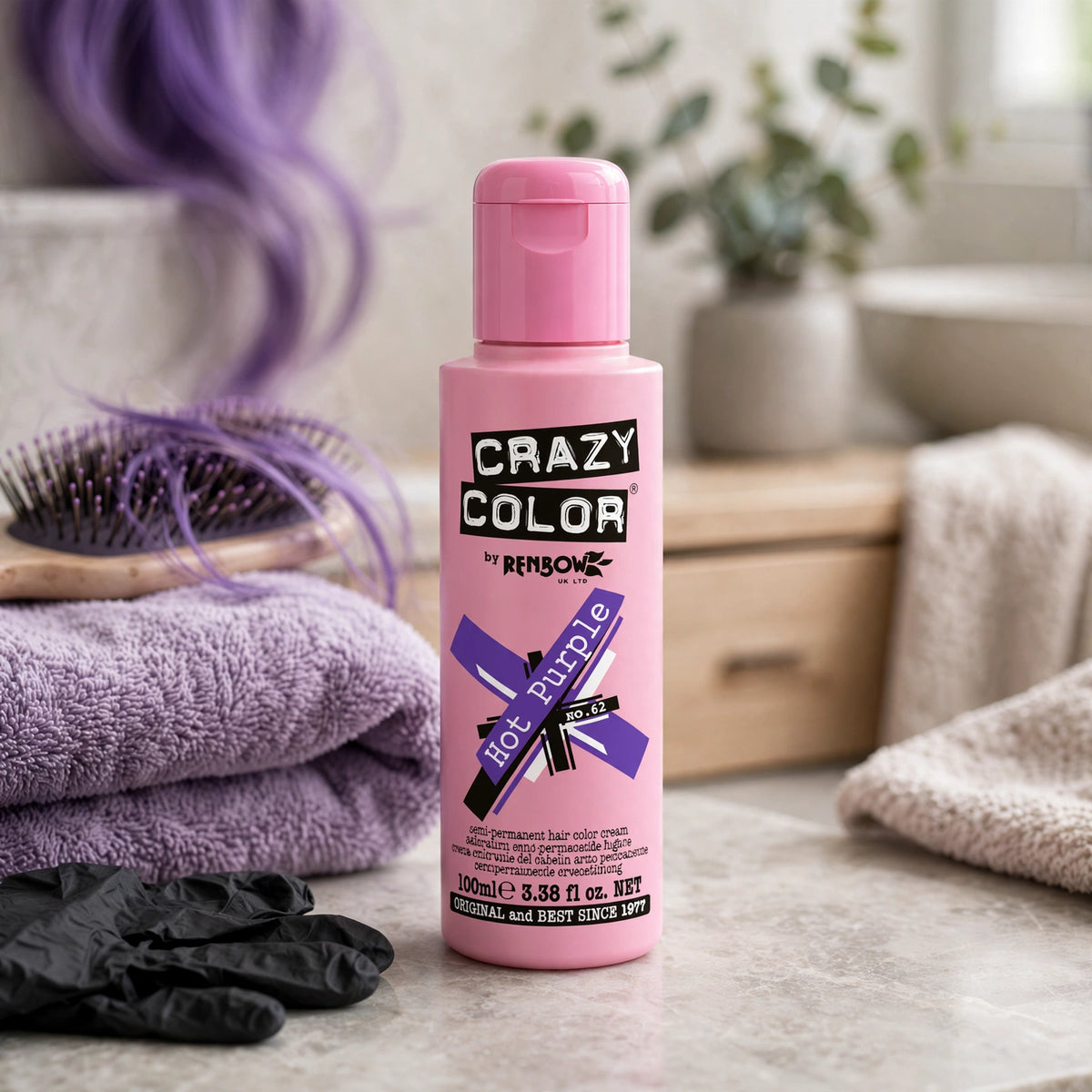 Crazy Color Hot Purple Semi-Permanent Hair Dye 100ml