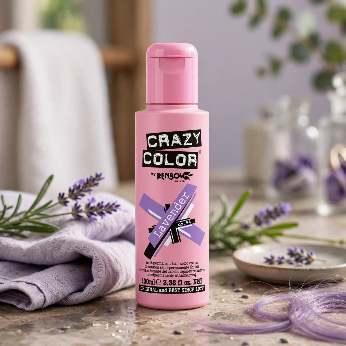 Crazy Color Lavender hair dye applied to bleached or very light blonde hair