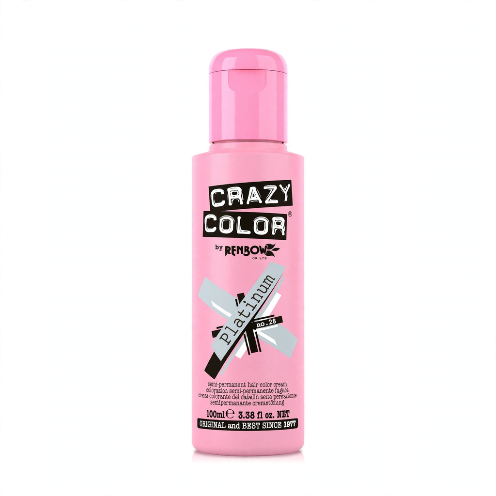 Crazy Color Platinum Semi-Permanent Hair Dye in a 100ml tube