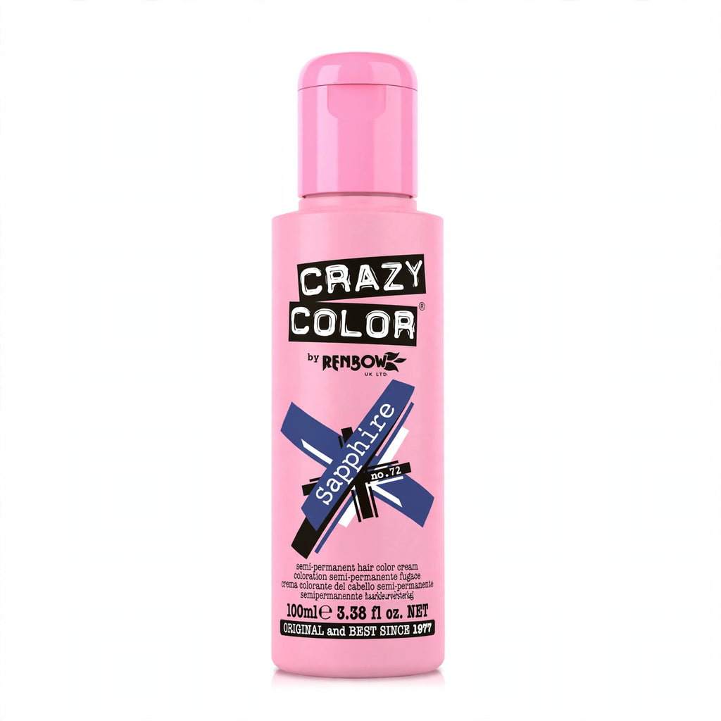 Close-up view of Crazy Color Sapphire Blue Semi-Permanent Hair Dye