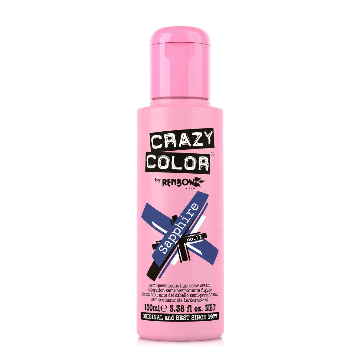 Close-up view of Crazy Color Sapphire Blue Semi-Permanent Hair Dye