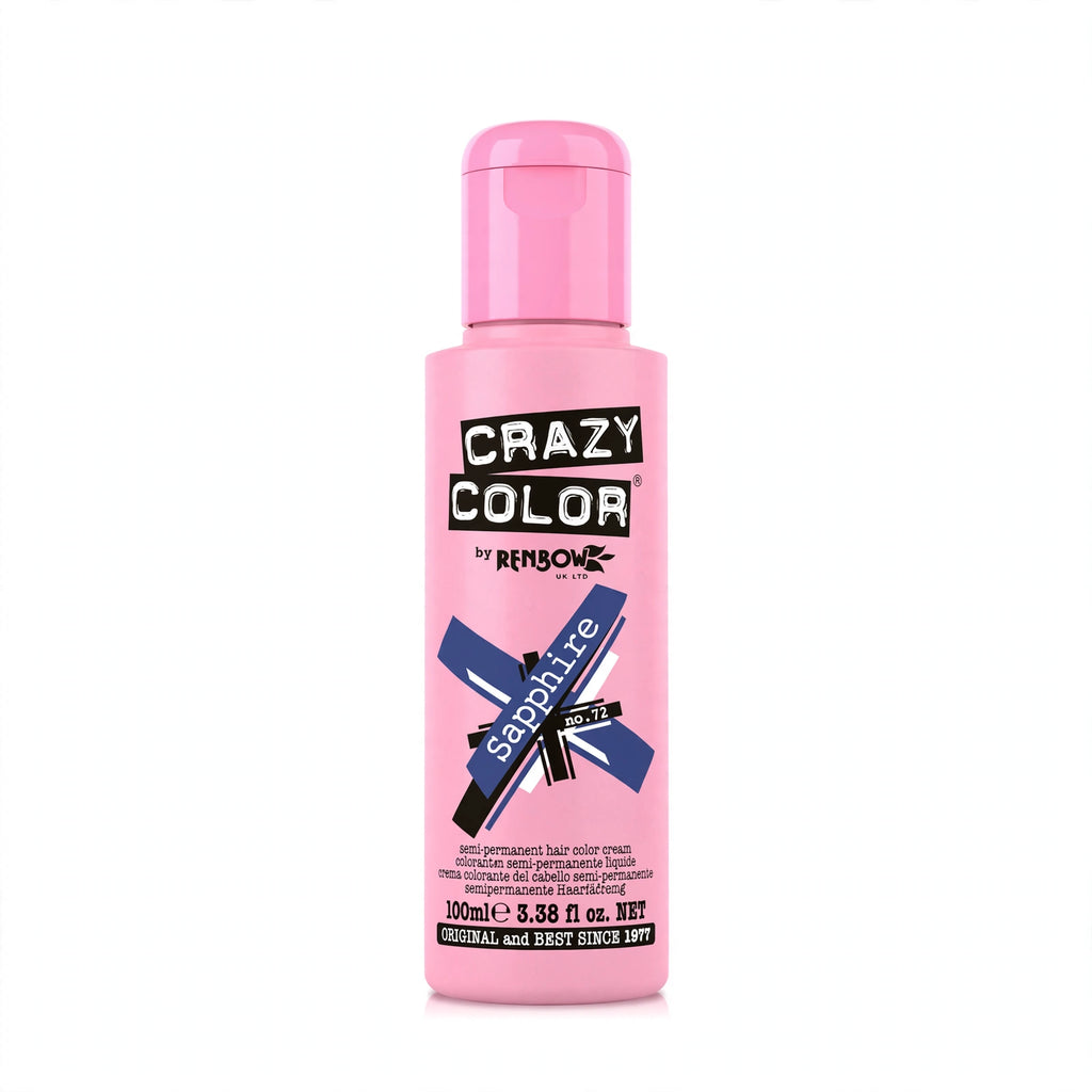 Crazy Color Sapphire Blue Semi-Permanent Hair Dye in 100ml packaging