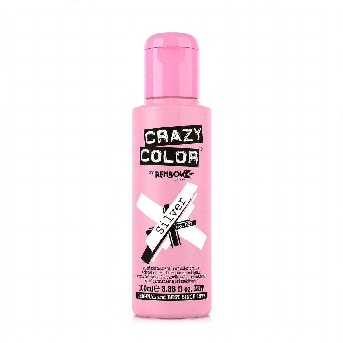 Crazy Color Silver Semi-Permanent Hair Dye 100ml in cool metallic silver shade