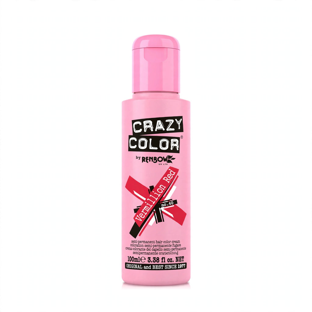 Crazy Color Vermillion Red Semi-Permanent Hair Dye in a 100ml container