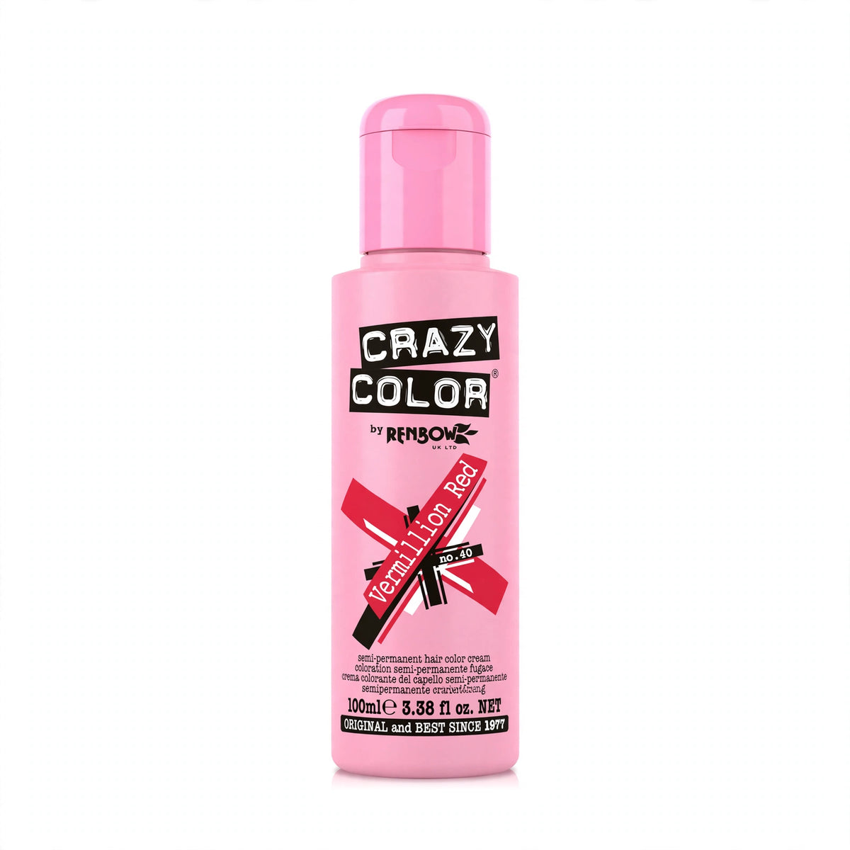 Crazy Color Vermillion Red Semi-Permanent Hair Dye in a 100ml container