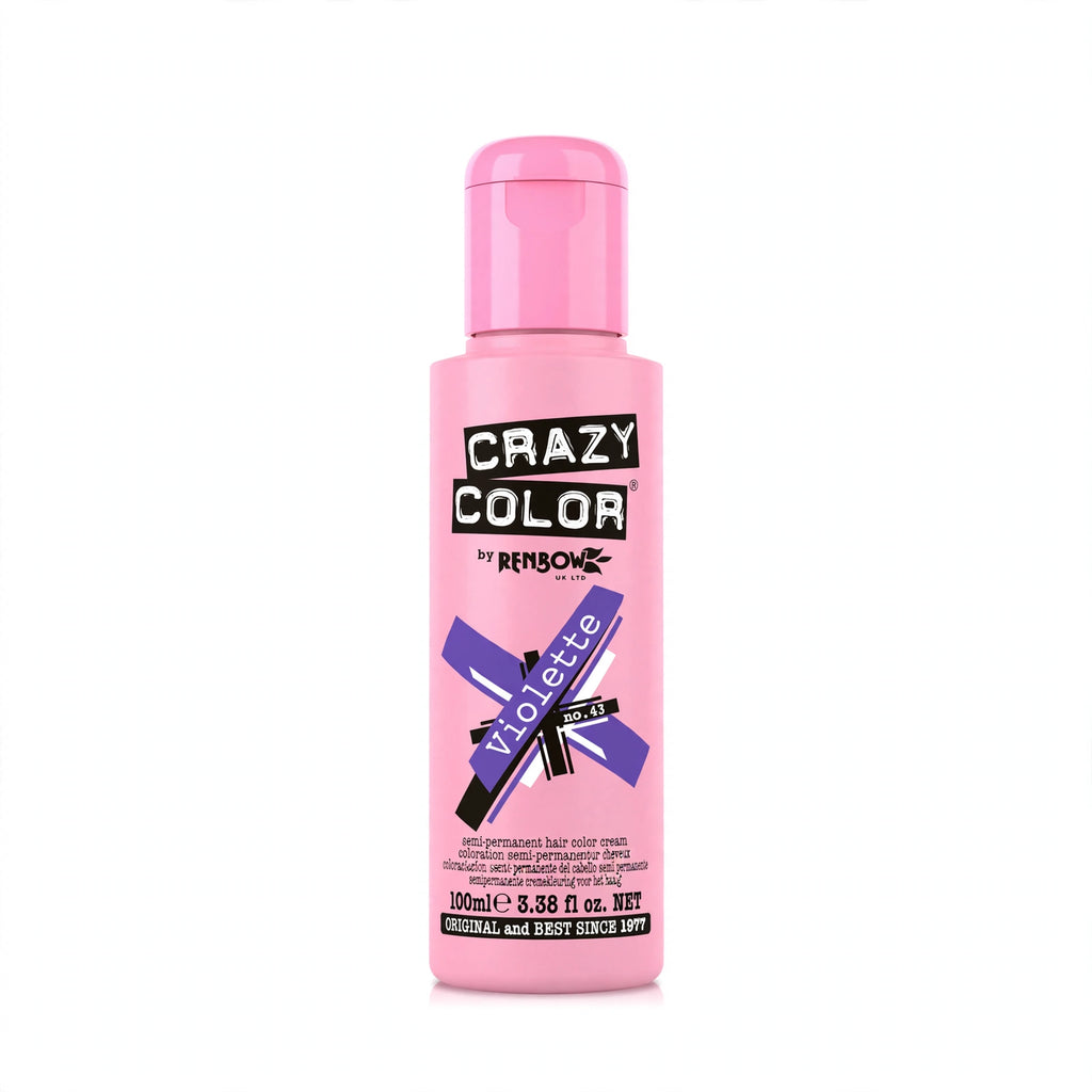 Crazy Color Violette semi-permanent hair dye in a 100ml tube
