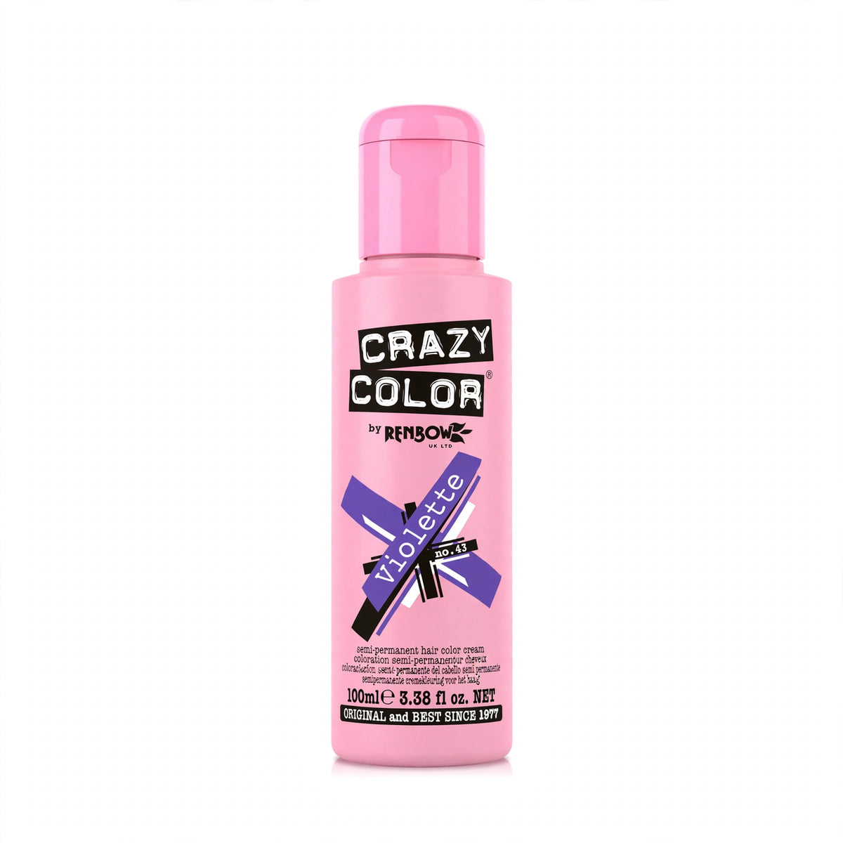 Crazy Color Violette semi-permanent hair dye in a 100ml tube
