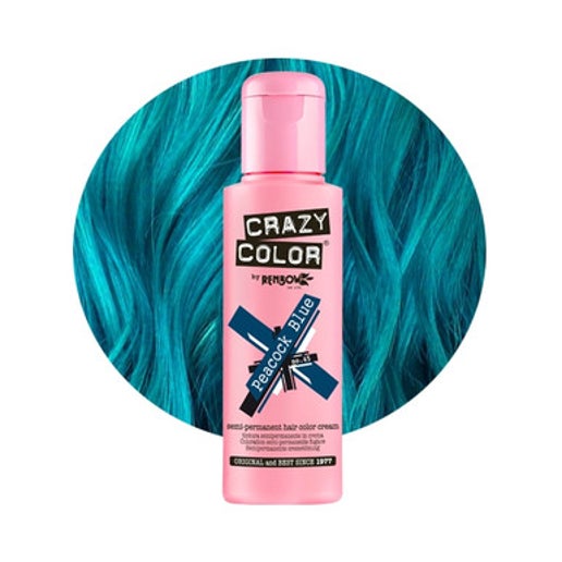 Crazy Color Semi Permanent Hair Dye - Peacock Blue Number 45 100ml