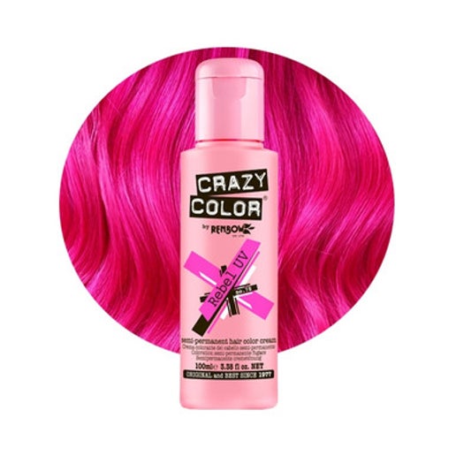 Crazy Color Semi Permanent Hair Dye - Rebel UV Neon Pink Number 78 100ml