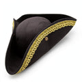 Deluxe Adults Pirate Fancy Dress Hat black with gold rim