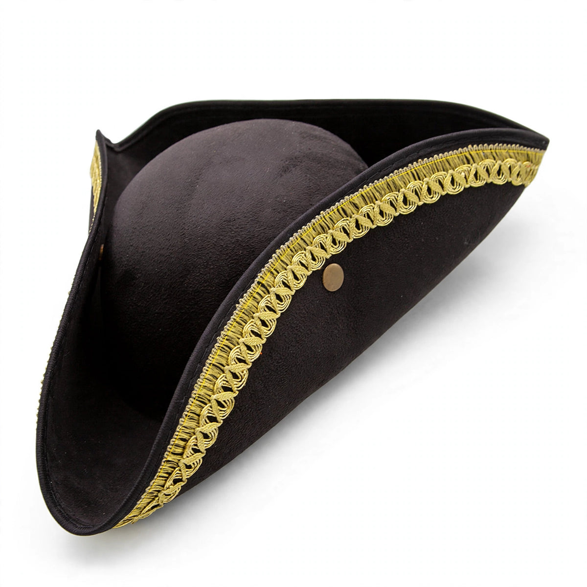 Deluxe Adults Pirate Fancy Dress Hat black with gold rim
