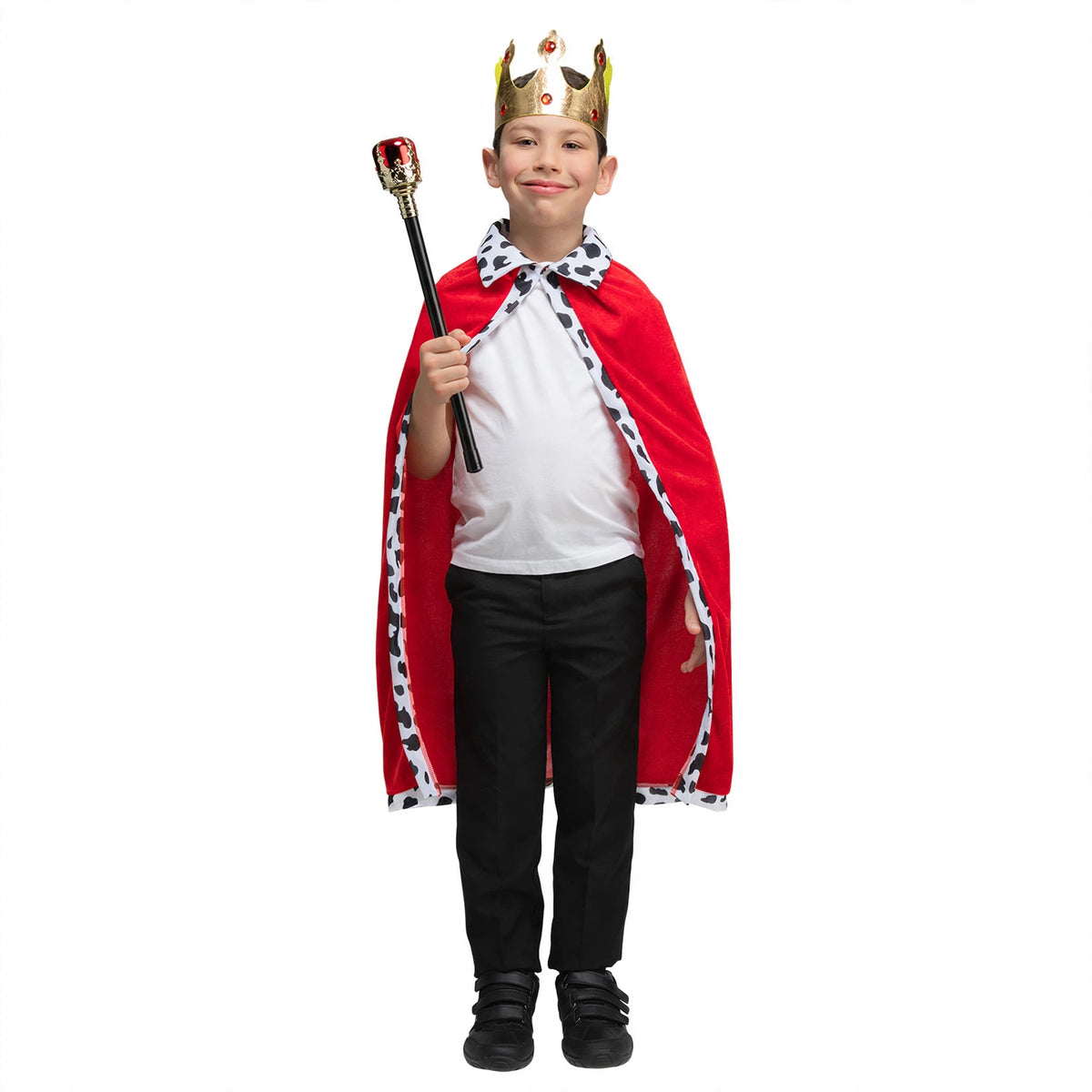 Deluxe Velvet Kings Robe and Crown set in red for children aged 5-9 years