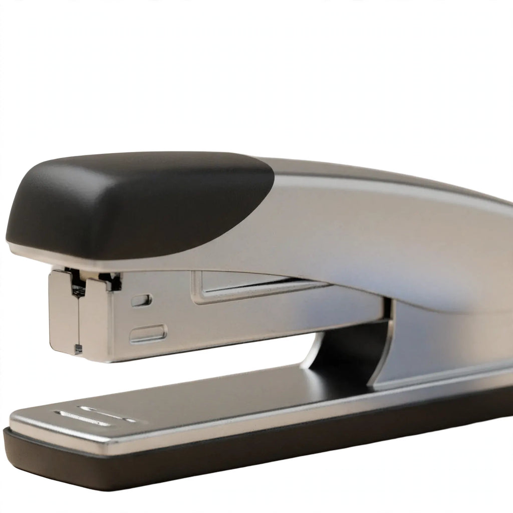 Close-up view of Tallon desktop stapler with staples