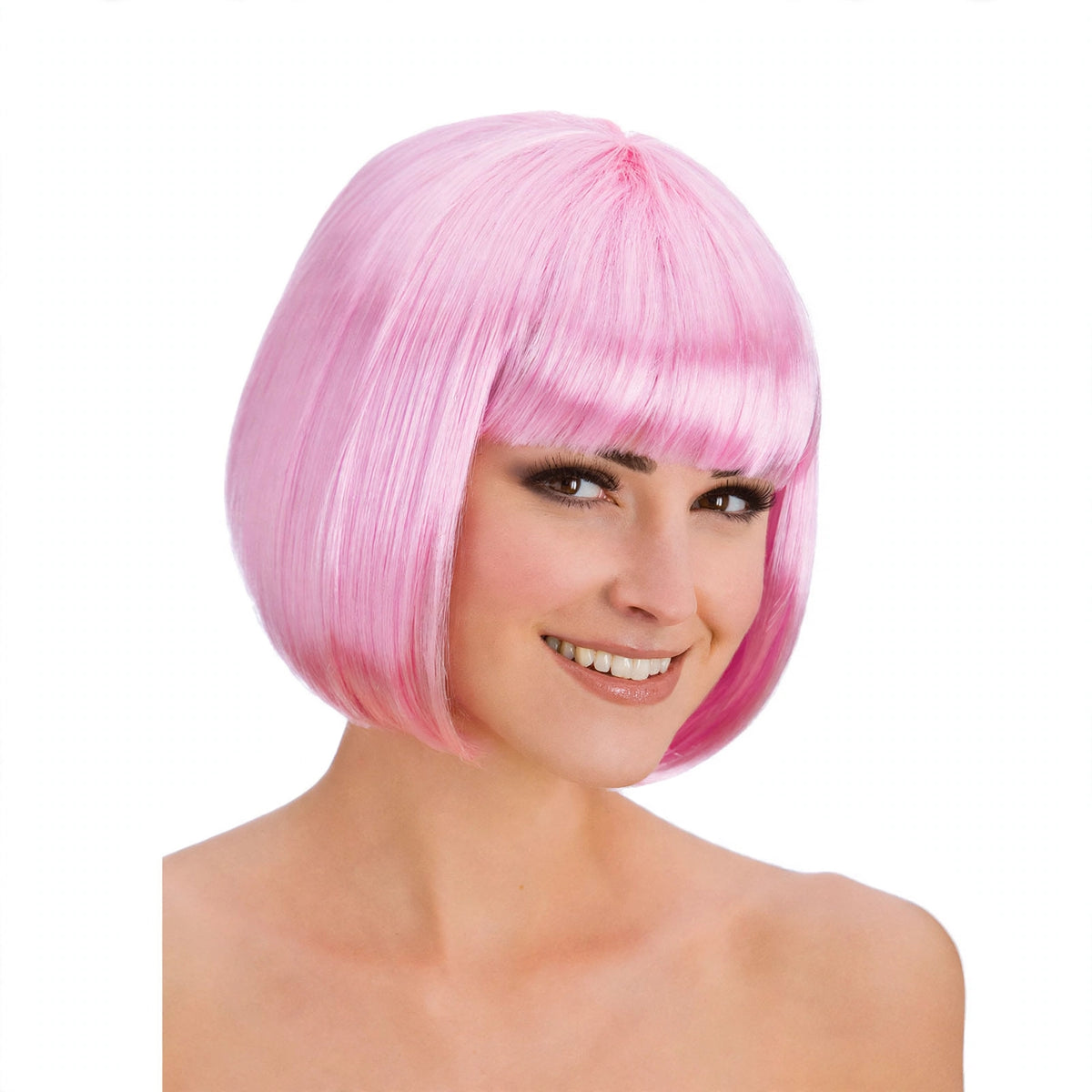 Diva Baby Pink Bob Wig with chin-length bob style in baby pink