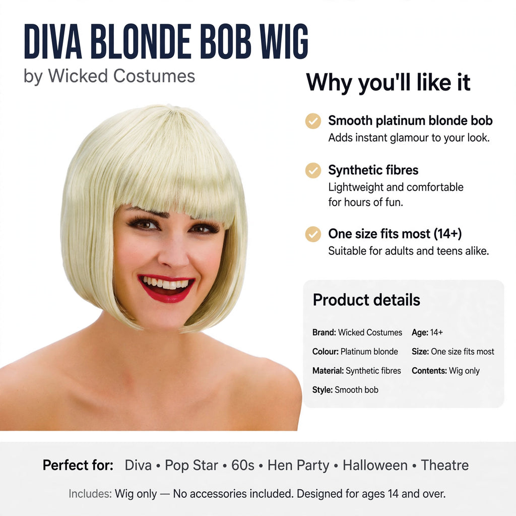Wig only, suitable for adults and teenagers aged 14 and over, one size fits most